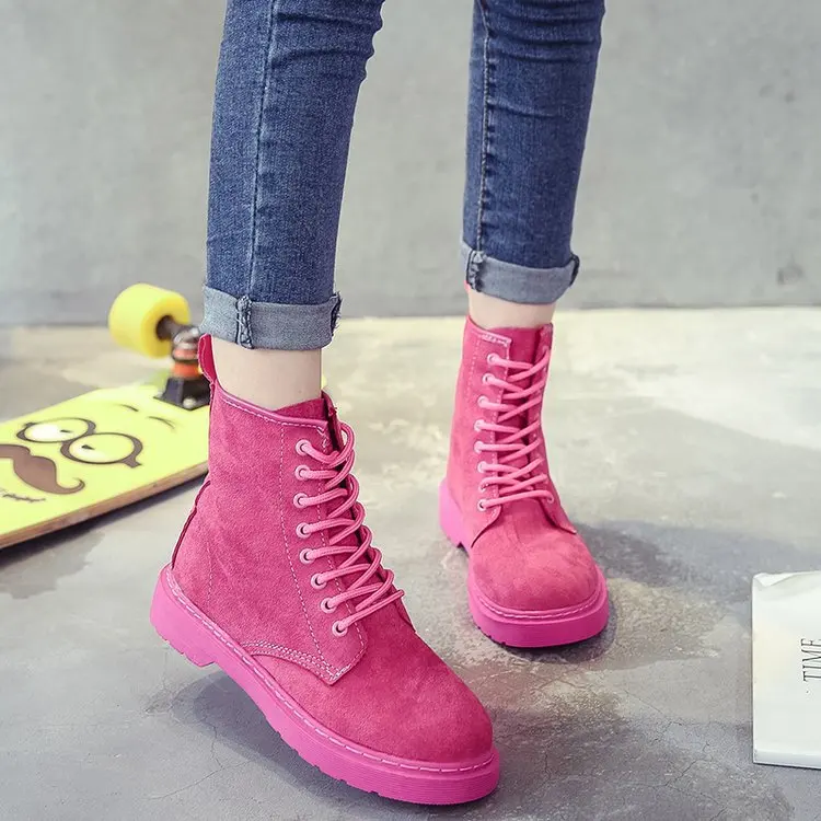 Новинка розовые Ботинки martin сезон осень зима коллекция 2019 года матовые женские