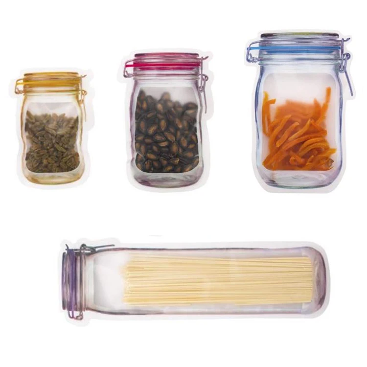 mix colour 4pcs 4 шт./партия многоразовые портативные сумки на молнии с баночкой Mason Jar для домашнего хранения герметичные пакеты для хранения пищевых продуктов мешочки для закусок сэндвич Ziplock - Цвет: mix colour 4pcs
