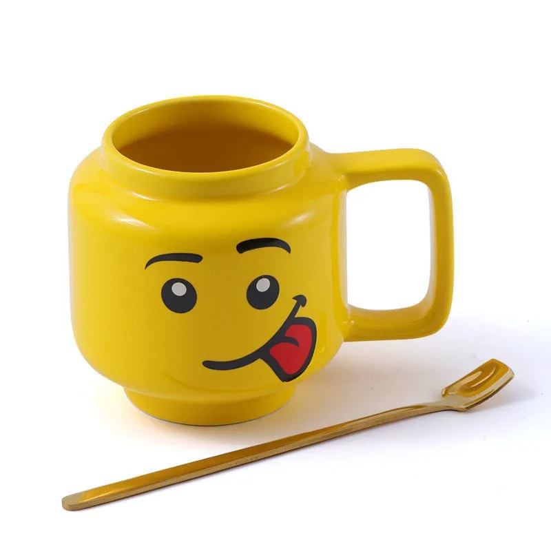 

250ml Lego Smile Ceramic Cup Men And Women Expression Cartoon Cup Coffee Milk Tea Drinking Cup Christmas Children Gift Cup
