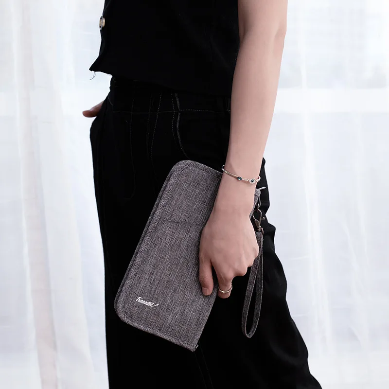 Women Wallets Unisex Travel Passport Case Credit ID Card Cash Wallet Purse Holder Solid Color Zipper Document Bag | Дом и сад