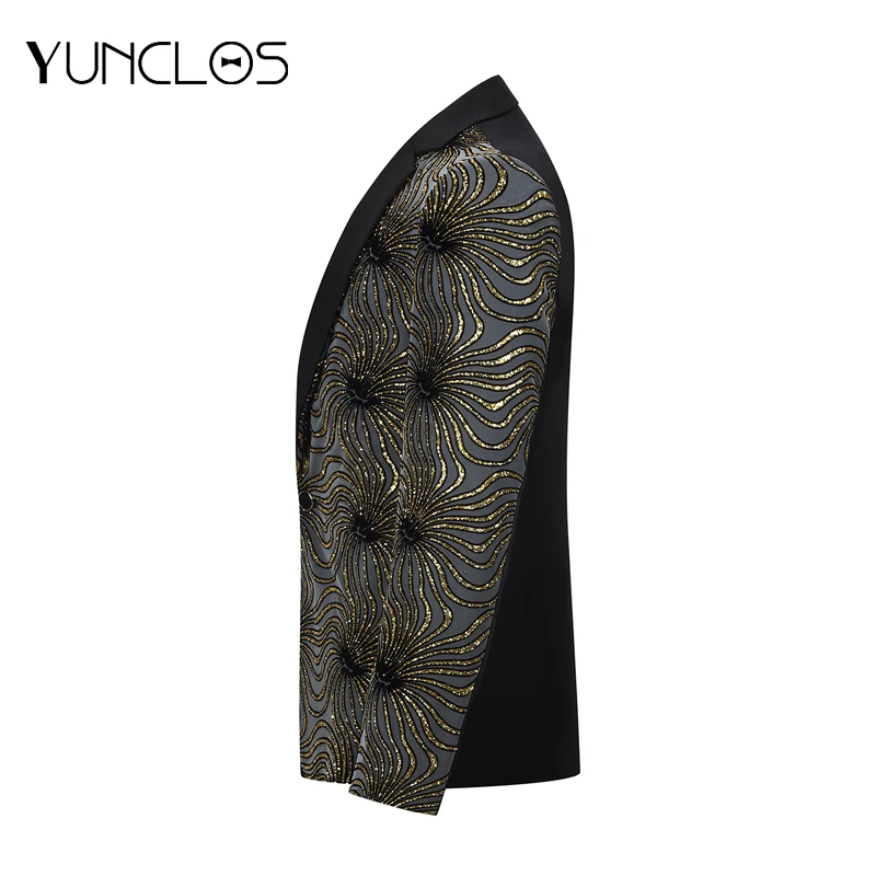 YUNCLOS однобортный сценический костюм с блестками мужской свадебный в стиле