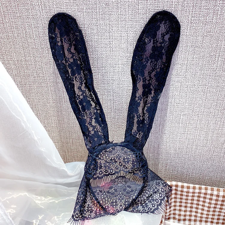 12 шт./лот Леди Гага чёрный Банни для девочек кружевная Фата глаз маски повязки на