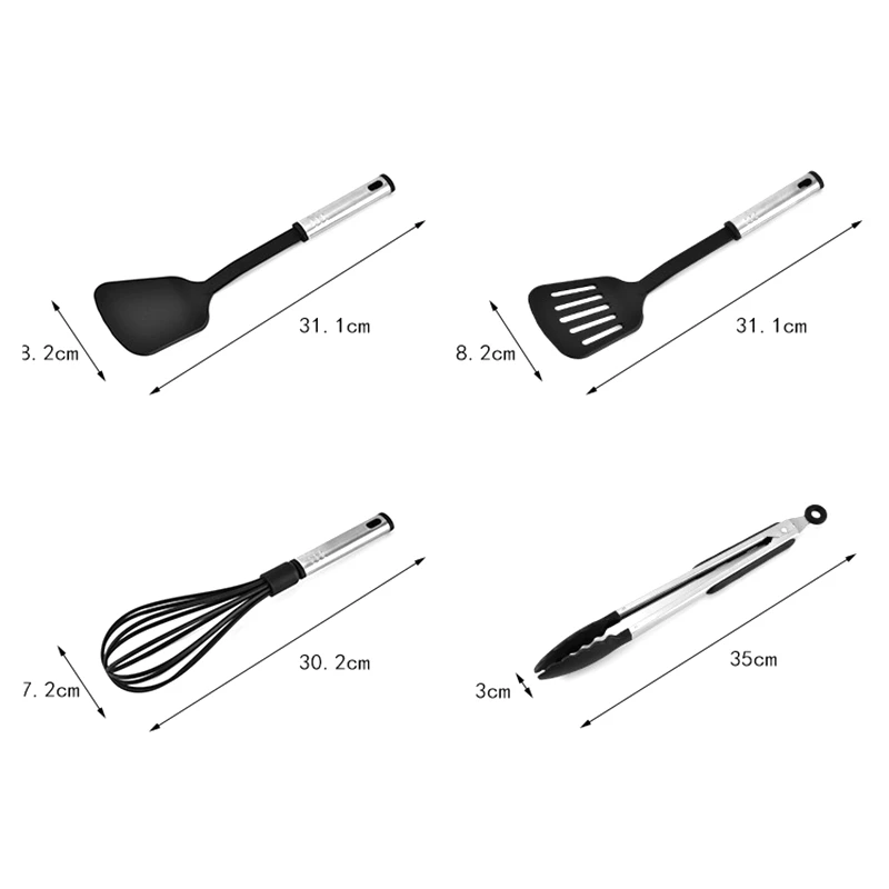 

24Pcs Kitchen Spatula Silicone Non-Stick Cooking Spoon Eggbeater Tableware Tableware Set Kitchen Tool Accessories