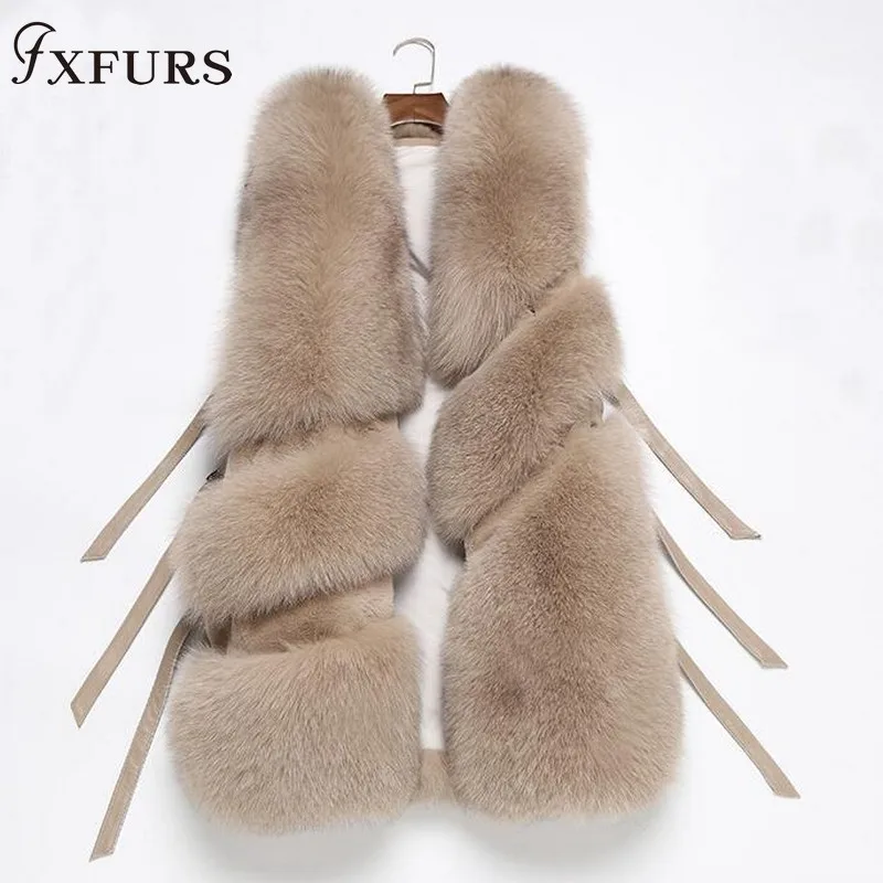 FXFURS женский жилет из натурального Лисьего меха, женский зимний Осенний жилет из натурального Лисьего меха, пальто, Модный женский жилет из натурального меха, женский жилет