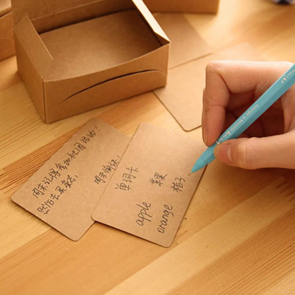 

FangNymph 80PCS Kraft Paper Library School Office Message Word Card for Study/Business/Daily Schedule