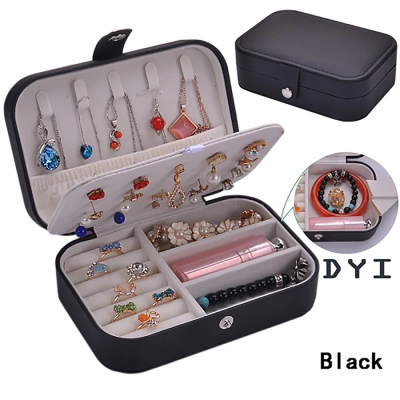 

Korean Style Girl Earrings Jewelry Organizer Box Leather Earrings Ring Multi-function Jewelry Storage Box Makeup Storage Box