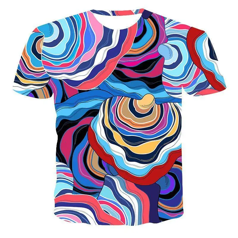 

New T -Shirts For Men ,High Quality Men 'S T -Shirts ,Women 'S Short -Sleeved Flower Abstract Pattern 3d Printing Men'S T-Shirts