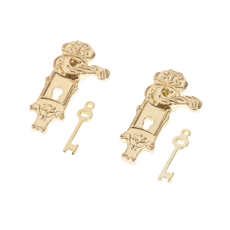 

Set of 4 Dolls House Miniature Door Lock with Keys for 1/12 Dollhouse Furniture DIY Accessories Children Furniture Toys