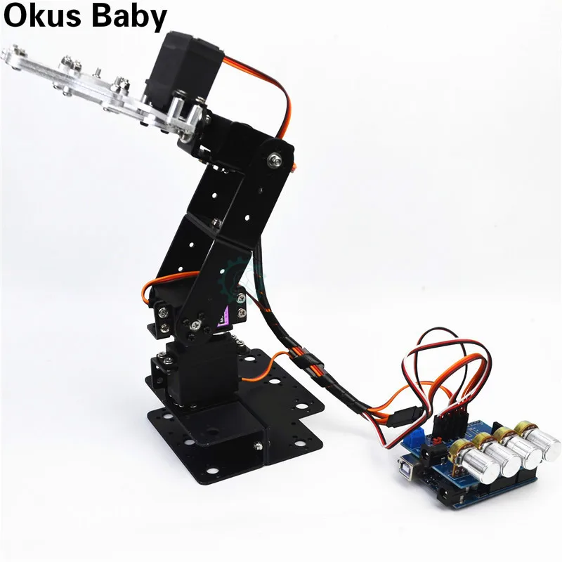 Newest SNAM5300 4dof Assembled Aluminum Alloy Four Free Robotic Arm DIY Robot Arduino Kit
