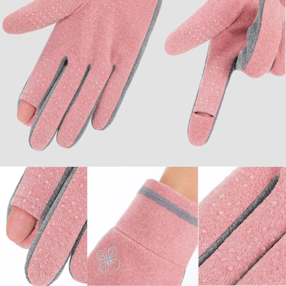 

Bicycle Gloves Women Open Finger Training Sports Gloves Warm Bike Winter Workout Outdoor Windproof Anti-slip Mittens