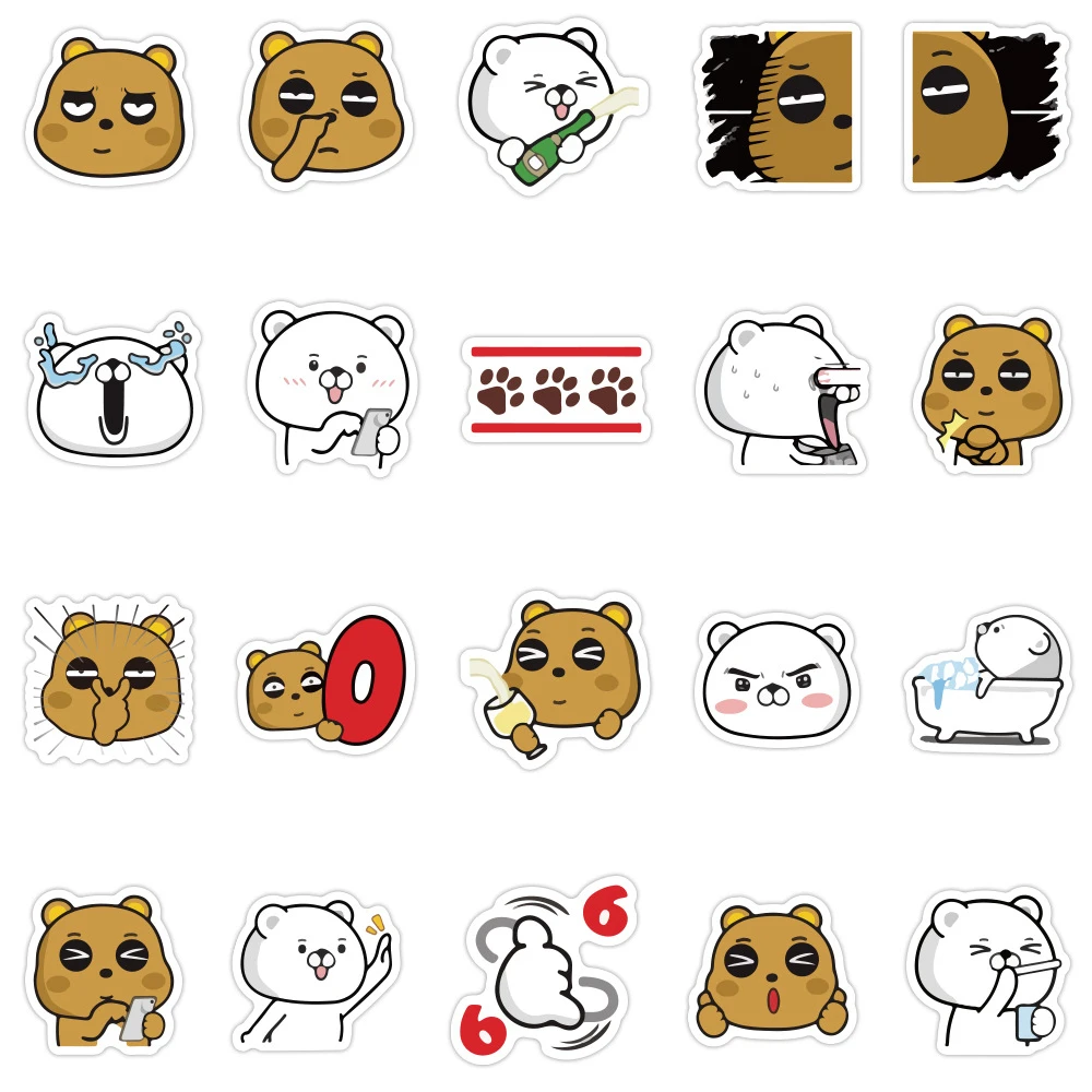 

New 40PCs Cute Proud Bear Stickers Cartoon Bear Expression DIY Phone Case Water Cup Computer Waterproof Stickers