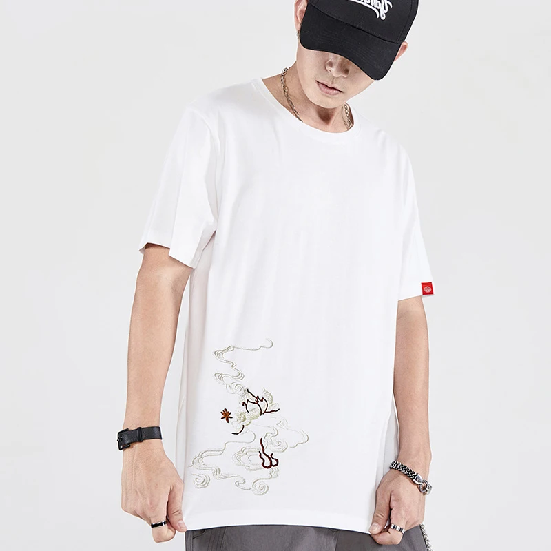 2021 Лето Новинка Феникс художественная вышивка футболка для мужчин 100% хлопковая