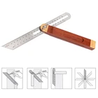 Линейка угловая 2 в 1, 8 дюймов, тройная квадратная скользящая Т-скошенная линейка, лезвие из нержавеющей стали, деревянная ручка, инструмент для измерения уровня