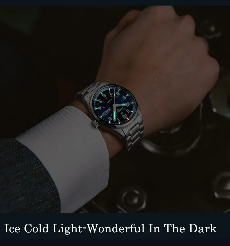 Reloj Hombre карнавальные мужские часы Топ бренд класса люкс Тритий T25 светящиеся кварцевые наручные часы с двойным календарем мужские водонепроницаемые часы