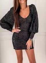 Vestido corto de fiesta de verano con lentejuelas, manga larga, talla grande, 2022 (4)