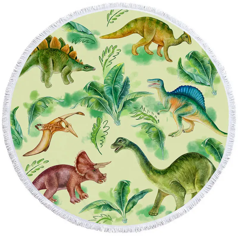 003 - Towel Постельное белье Outlet динозавр круглый пляжное полотенце Jurassic гобелен дети мультфильм карта мира микрофибра Большое банное полотенце для взрослых 150 см - Цвет: 003 - Towel