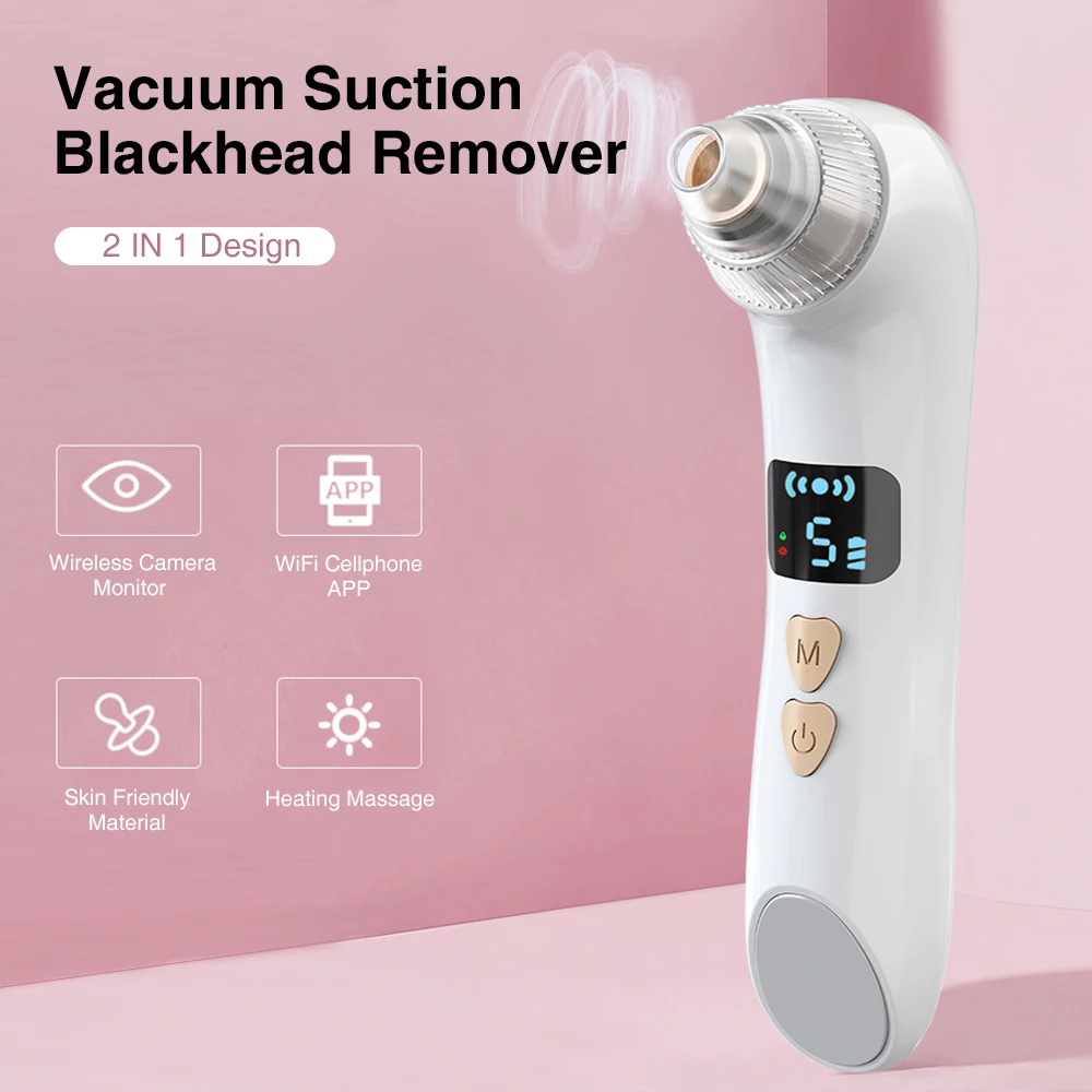 Visual Blackhead Remover Vacuum Pore Cleaner Acne Electric Heating Nose Face Deep Cleansing WIFI Camera Beauty Device | Красота и