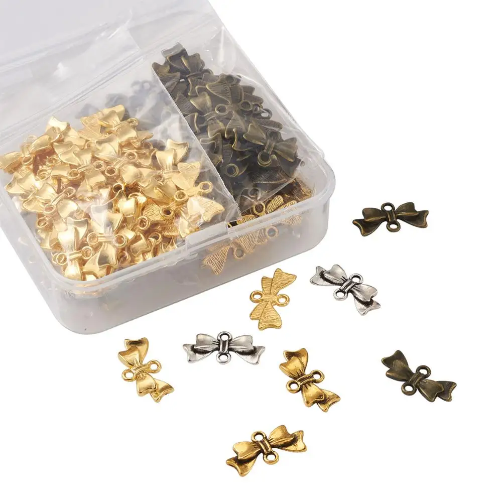 

160 шт./кор. коннекторы, сплав смешанных Цвет бантом разъемы для серьги браслеты "сделай сам" для изготовления ювелирных изделий, аксессуары 20x10x3 мм, отверстие: 2 мм