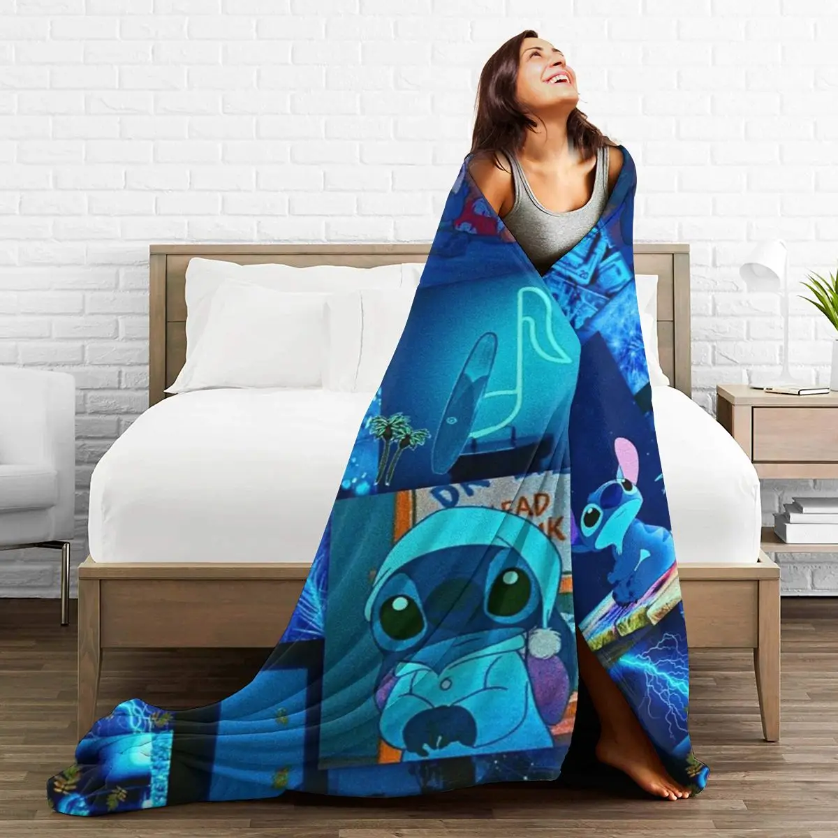 

3D Printed stitchs anime blanket flannel Family Blanket Throw Blanket on Bed Sofa Bedding plaid throw blanket D019