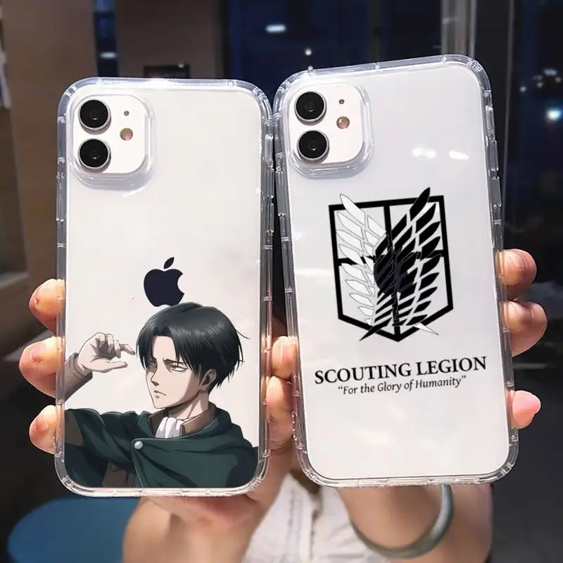 

Attack On Titan Phone Case Transparent For iPhone 6 7 8 11 12 13 S Mini Pro X XS XR MAX Plus Cover Funda Shell