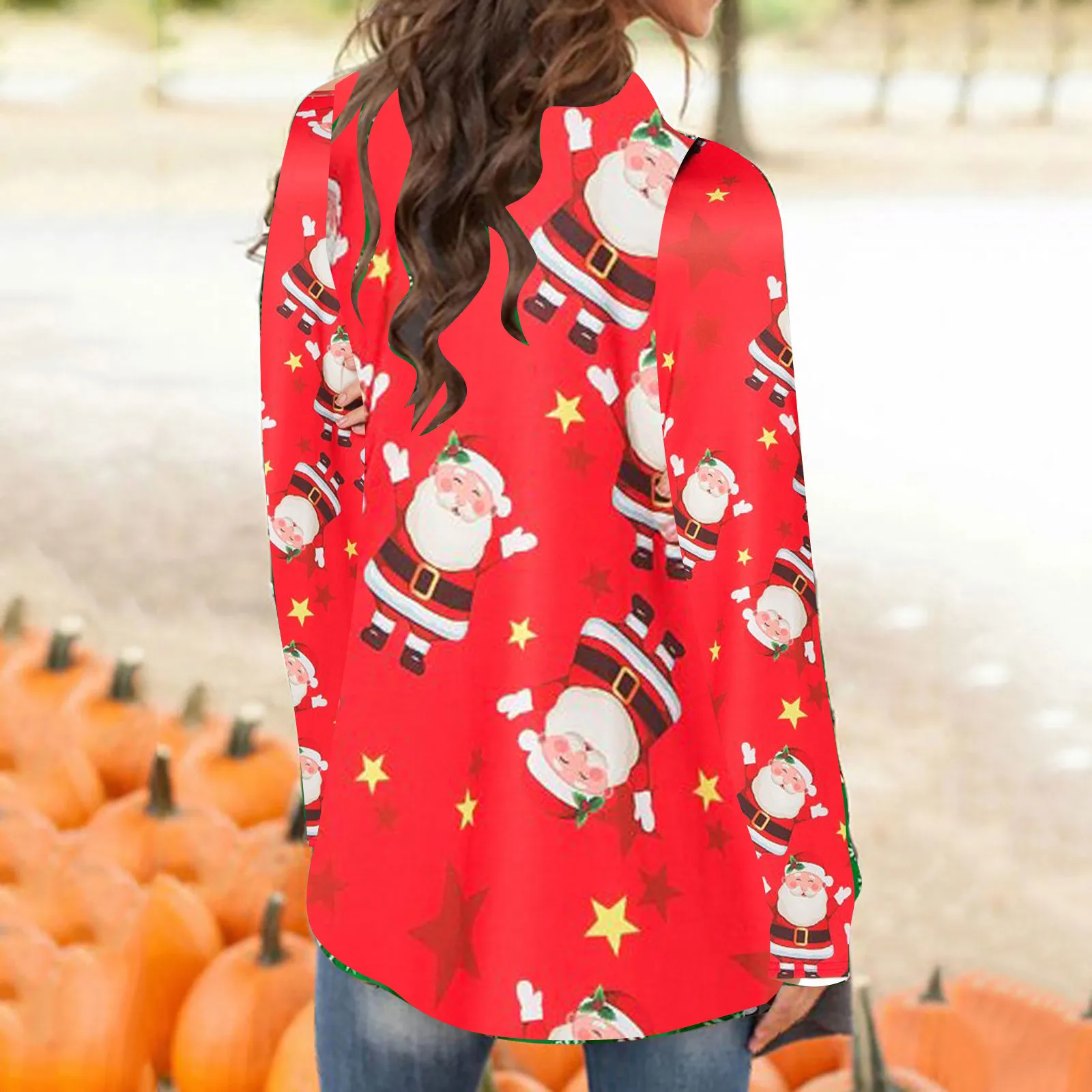 

Oversized Jacket Women 2020 Christmas Winter Snowman Cardigan Long Sleeve Loose Warm Flowy Hem Long Coat