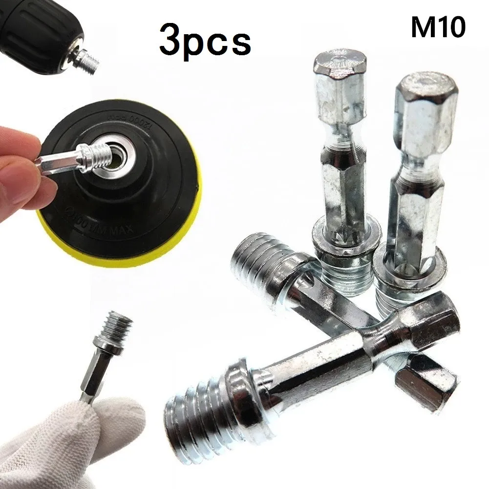 

3pcs 1/4 Hexagon Connecting Rod adapter drill chuck M10 polishing disc connecting rod power tool accessories drill head adapter