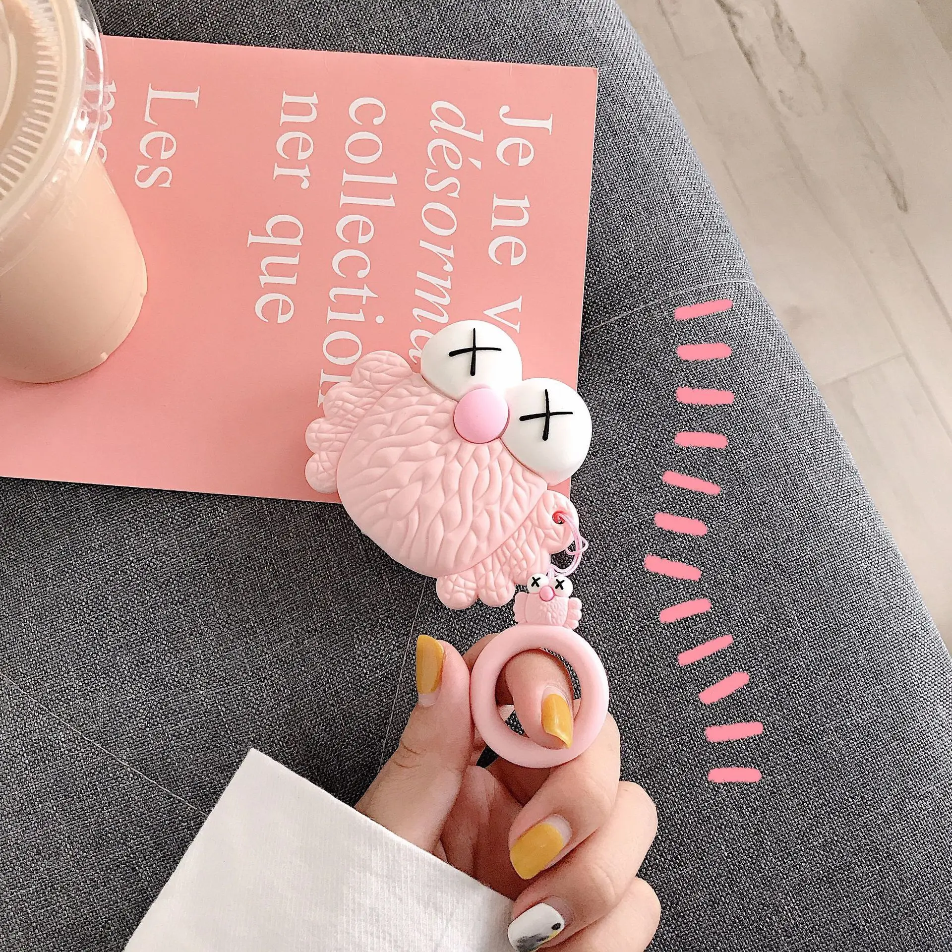 

DHL for 50pcs Crab AirPods Case Soft Milk Bubble Tea Drink Bottle Earphone Protect Cover For Airpods 2 1 with Finger Ring Strap