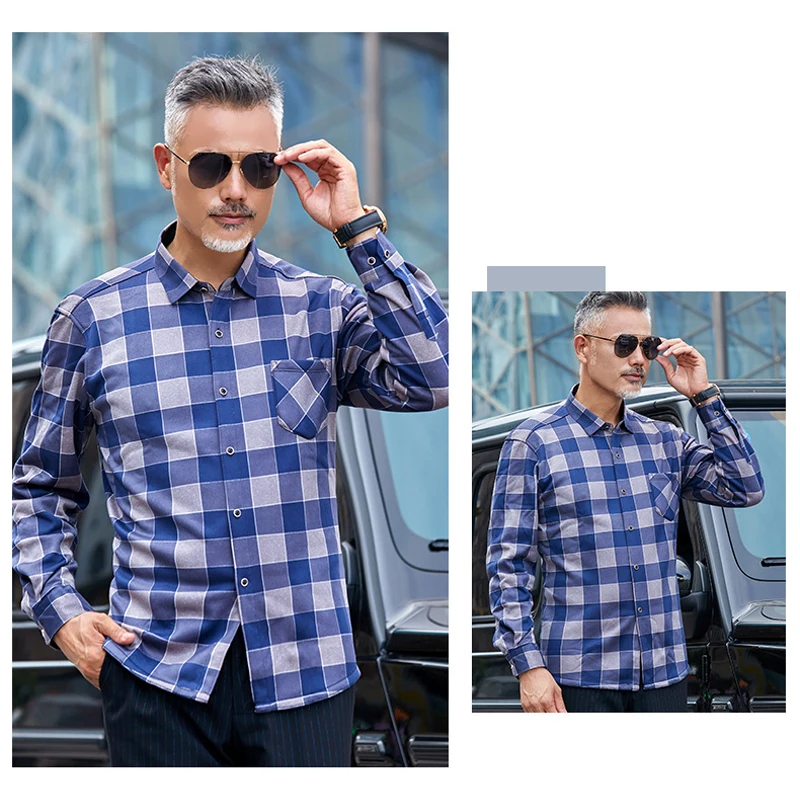New 2020 Winter Thick Warm Dress Shirt For Men Casual Long Sleeve Plaid Fleece Lining Shirts Fashion Soft Flannel MY203 | Мужская одежда