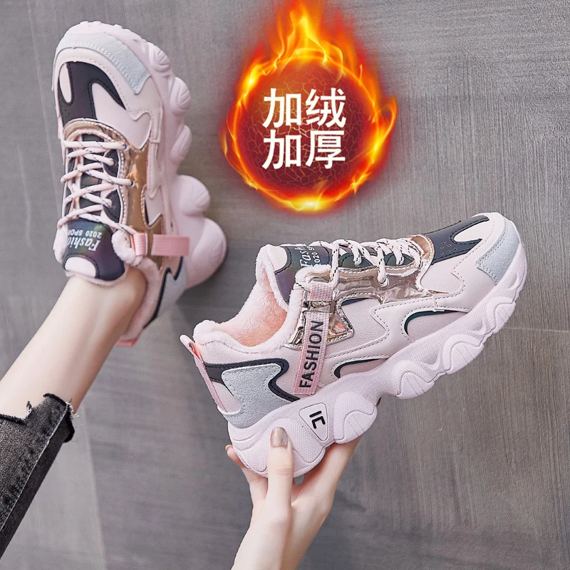 

2020 hot new products ladies leather flat shoes casual shoes running shoes fashion casual shoes color matching plus velvet shoes