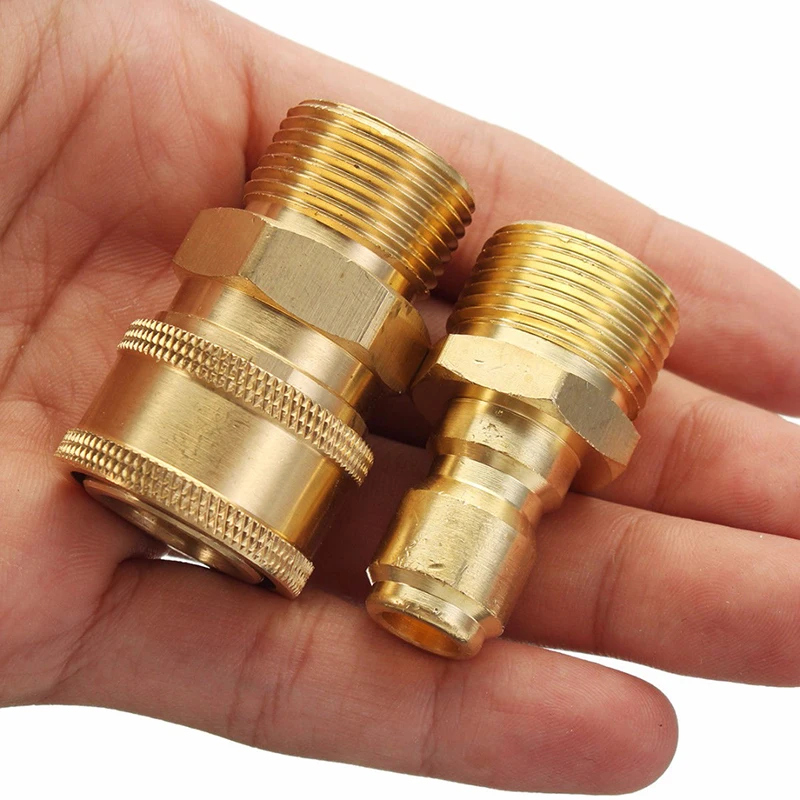 

2Pcs Brass M22 3/8 Quick Adapter Connecter Coupling 14.8MM For Pressure Washer