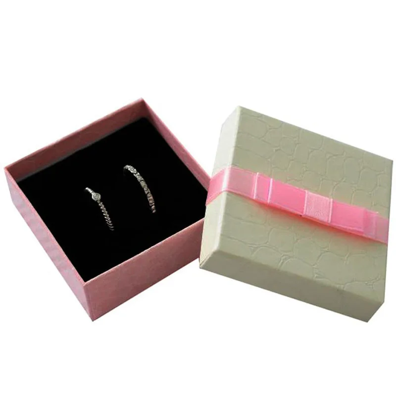 Square Jewellery Organizer Box 100pcs /lot 6.3*6.3*2.3cm Pink Box For Jewelry Ring Earring Packaging Boxes Gift Jewelry Box