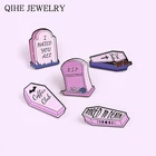 Розовый надгробный гроб эмалевые булавки готический Цветок Броши с черепом рюкзаки в стиле панк булавка на лацкан значок Хэллоуина ювелирные изделия подарок для друзей