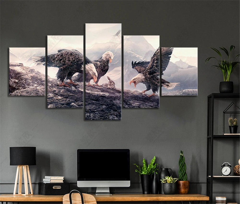 

HD Animal Poster Eagle and Rabbit Oil Painting Canvas Natural Landscape Wall Painting Room Decor