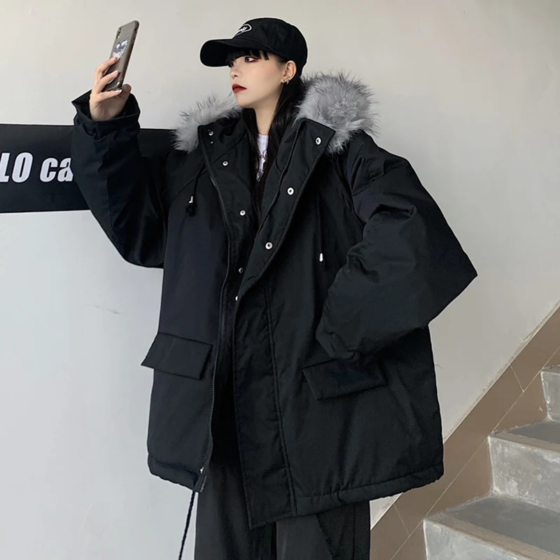 

Yeeloca Versatile Tooling Cotton Padded Jacket Spring Winter Oversize Zipper Sustans Coat Korean Women's Thickened Trend Top