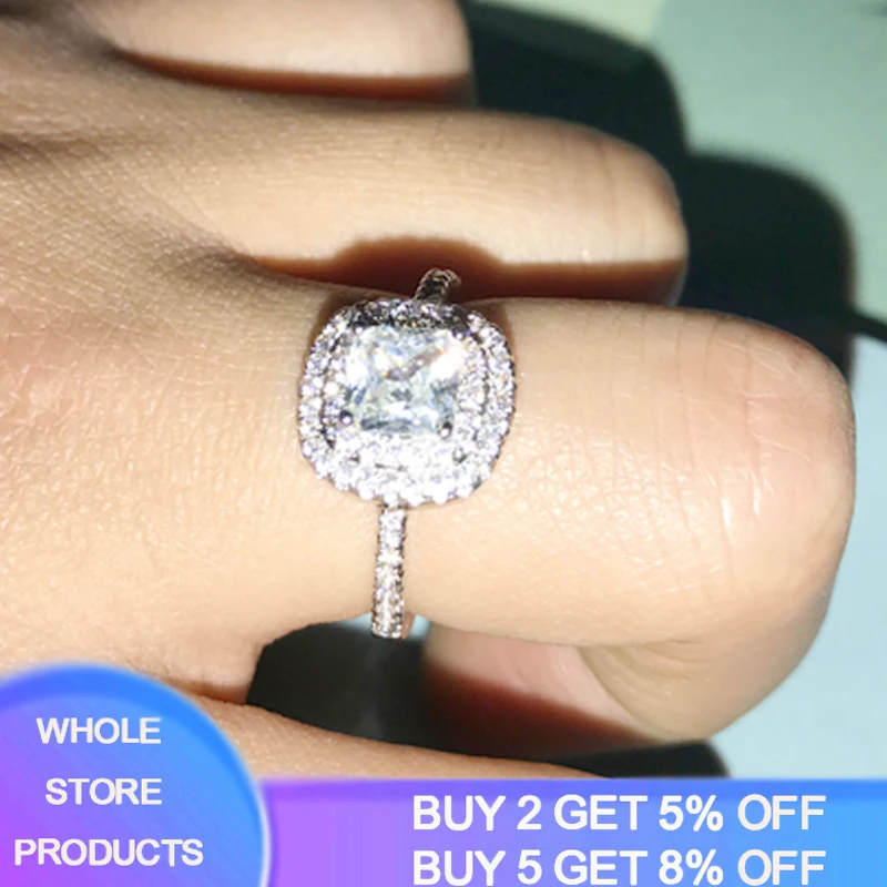 

YANHUI Gorgeous 925 Sterling Silver Rings For Women Luxury Full Crystal Rhinestone Weddings Rings Silver 925 Fine Jewelry
