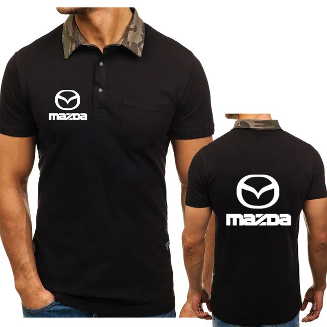 Мужская рубашка поло с коротким рукавом для Mazda логотипом автомобиля