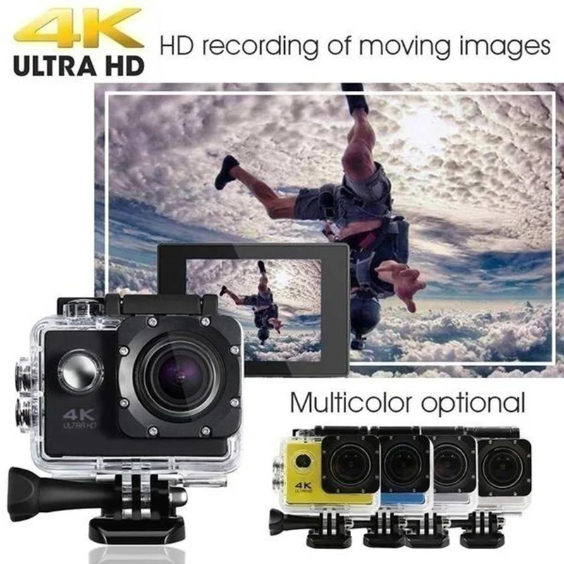 Купить Экшн-камера Ultra HD H9, 4K, водонепроницаемая камера для шлема 12 Мп, 2 дюйма, 30 м, Wi-Fi, 170 D, Экшн-камера для записи видео на велосипеде, спортивная