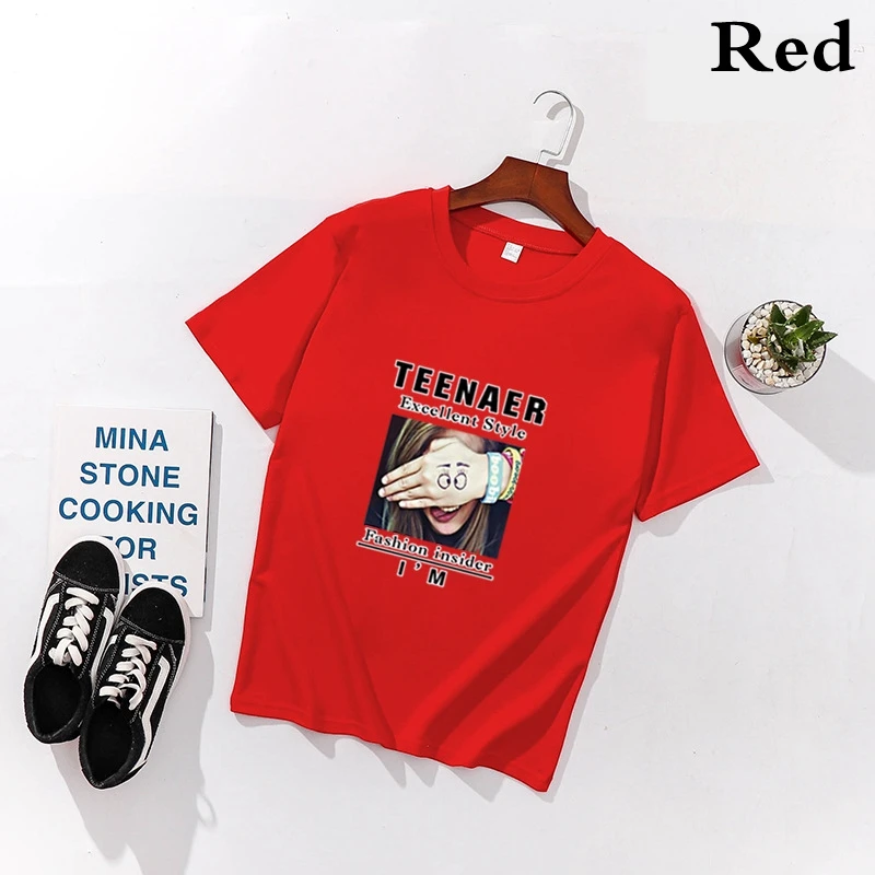 Летняя футболка с короткими рукавами Женская свободная 2019 Новая модная круглым