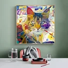 Красочные картины с котами и животными Кандинский абстрактная картина маслом холст плакаты и принты настенные картины для декора гостиной