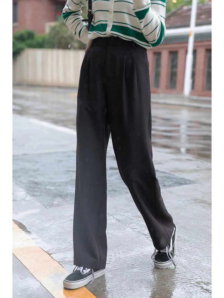 Черные брюки женские летние тонкие повседневные Костюмные с высокой талией