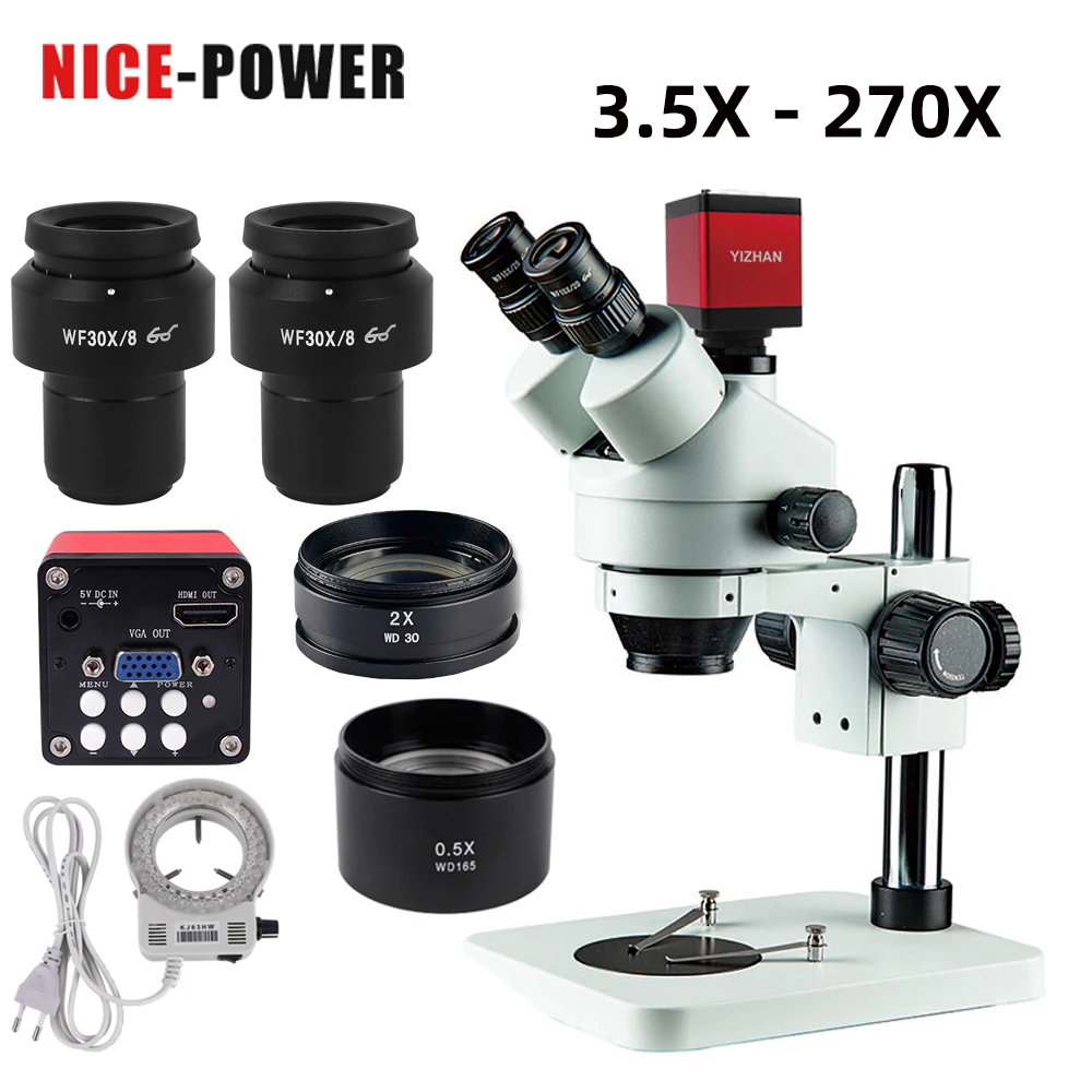 

Trinocular Microscope For Soldering Phone Watch PCB PC Repair 13MP Micro Scope VGA HDMI Camera + Objective Lens Eyepiece DIY