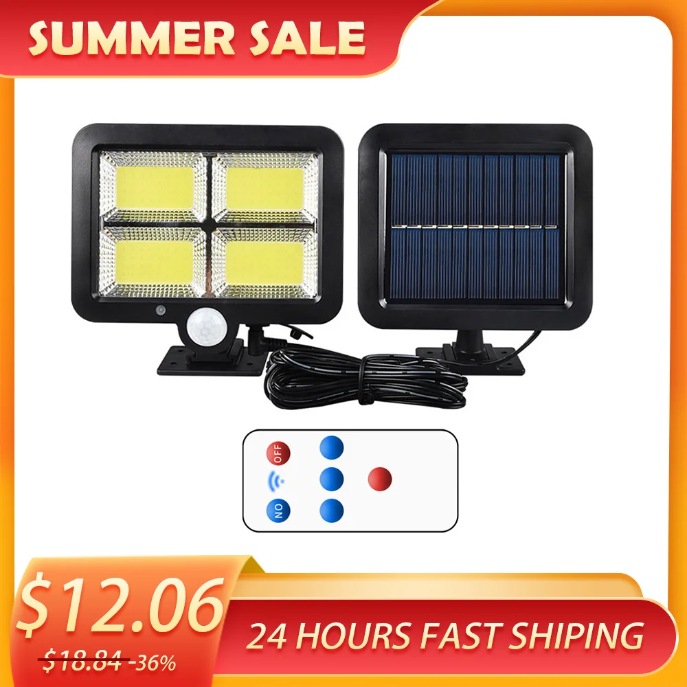

100/128LED Solar Light Outdoor Motion Sensor Recharge Solar Wall Light Waterproof Emergency Led Light Street Garden Porch Lamp