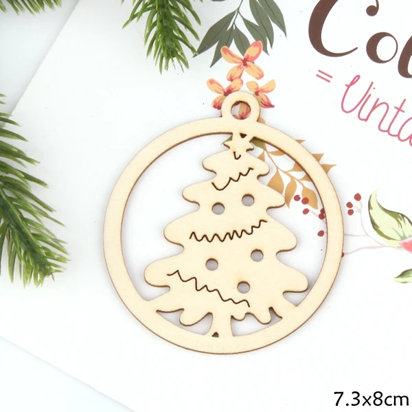 Tree 10 шт. DIY натуральный мульти форма Рождественский деревянный чипборд висячие украшения Подвески рождественские украшения детские рождественские подарки - Цвет: Tree