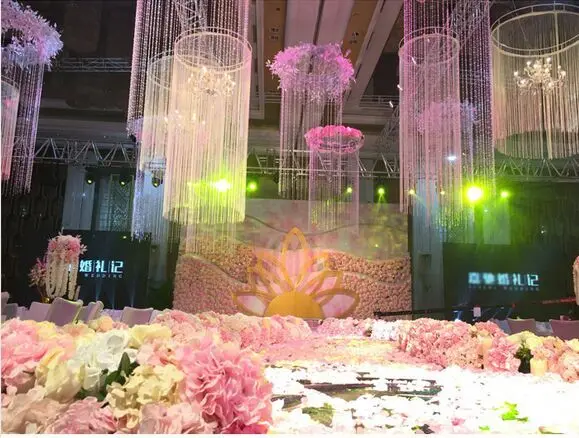

Wedding tassel curtain chandelier cover Roof Decoration Hanging Center 3M Tall x 80cm Diameter 6pcs/lot