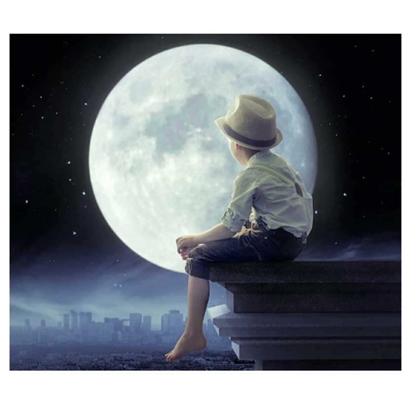Алмазная 5D картина лунный свет мальчик своими руками Набор для вышивки крестиком
