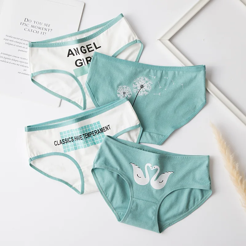Женские хлопковые трусы с лебедями сексуальное нижнее белье для девушек женское