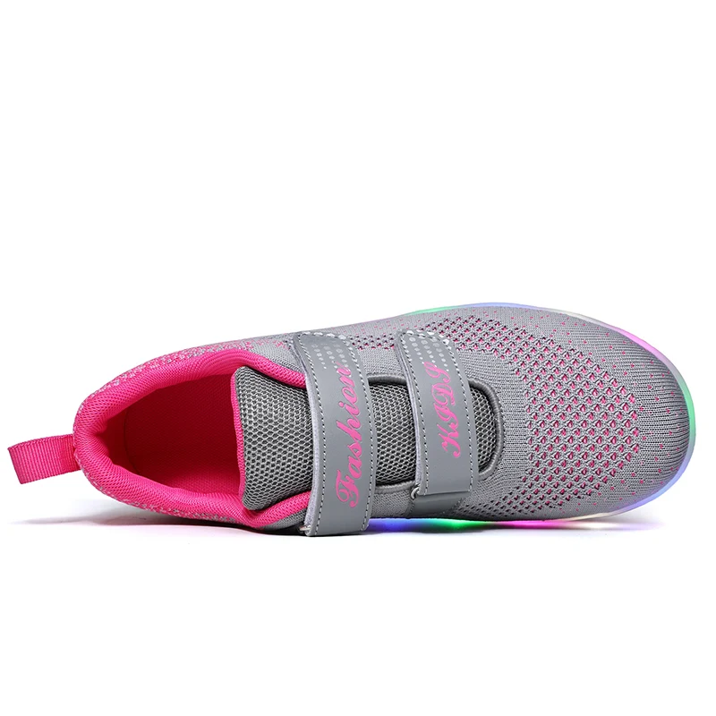 Роликовые кроссовки с usb зарядкой модные для девочек и мальчиков светодиодный