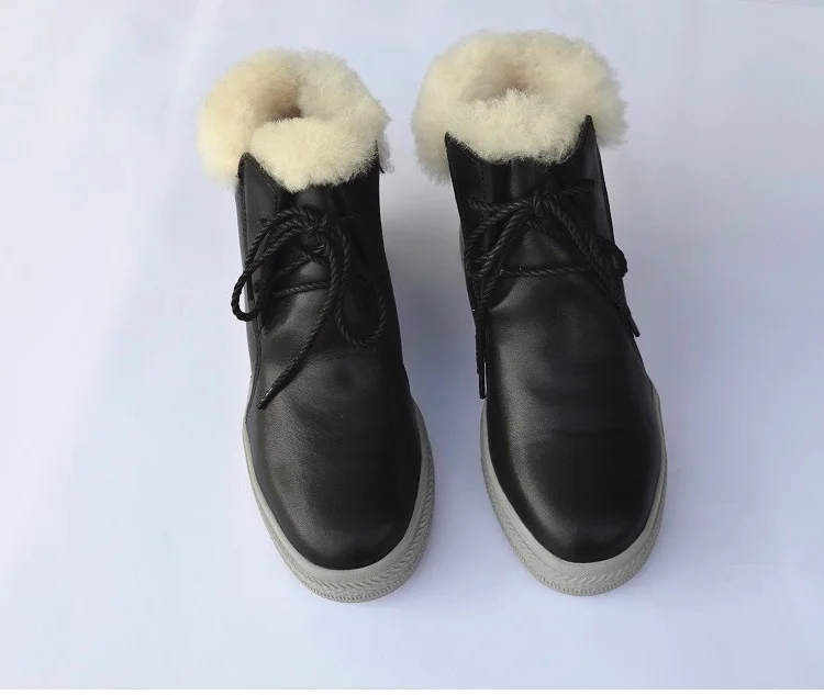 Black Careaymade/зимние ботинки на плоской подошве из овечьей кожи с мехом; теплые зимние ботинки Martin; нескользящая женская обувь на толстой подошве с высоким подъемом - Цвет: Black
