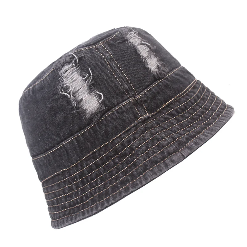Панама в стиле хип-хоп для мужчин и женщин однотонная Складная Модная Джинсовая с