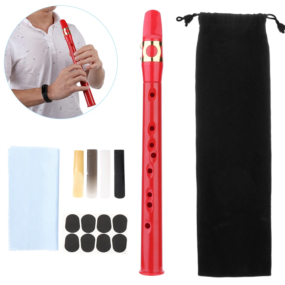 

8-hole Mini Pocket Saxophone ABS with Alto Mouthpiece Ligature Reeds Pads Finger Charts Cleaning Cloth Carrying Bag